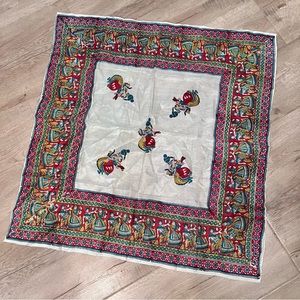 Vintage Square Indian‎ Dancers Silk Scarf 30.5”
